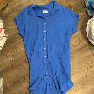 Blue Button-Up Dress